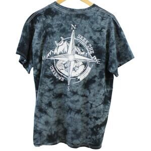 Acid Wash Compass Shirt Men's Large Tee Seek The Unknown Blue Trippy Hipster